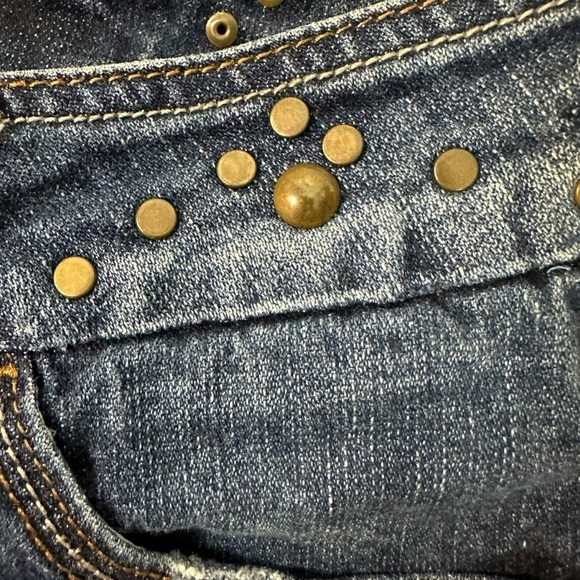 Vintage Y2K 90s Delicious By Mudd Studded Low Rise Flare Jeans Size 9 Lace Up - Picture 10 of 14